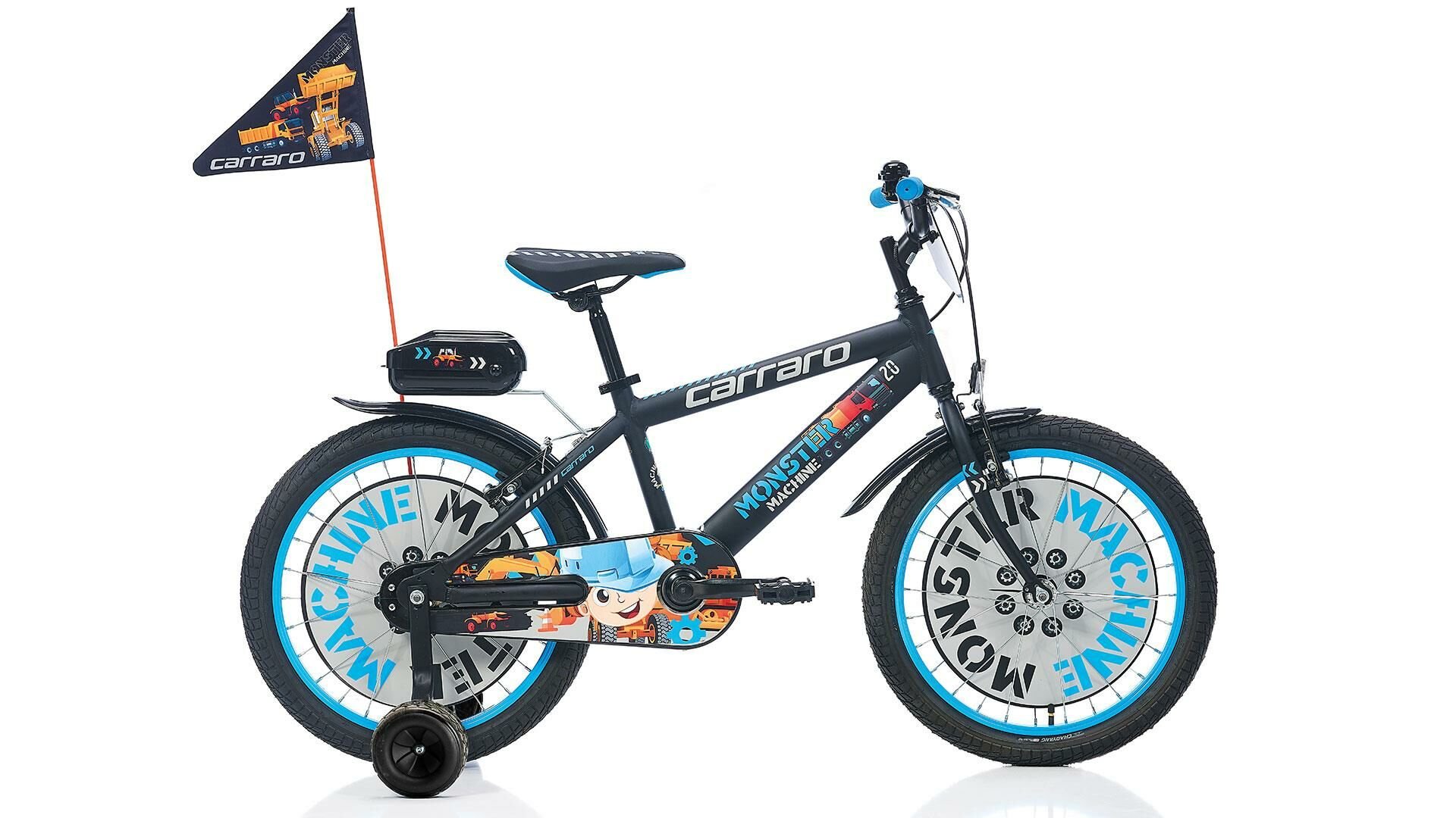 Carraro Monster 20 Jant Çocuk Bisikleti 31cm Mat Siyah-Gri-Mavi