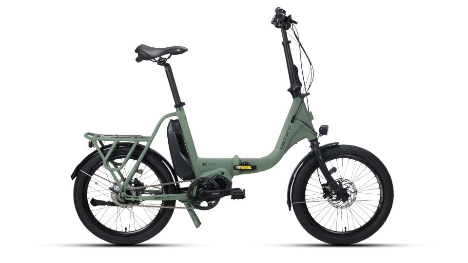 Carraro E-Flexi 6.1 20 Jant Elektrikli Katlanır Bisiklet Nexus Koyu Yeşil Adaçayı Kırmızı