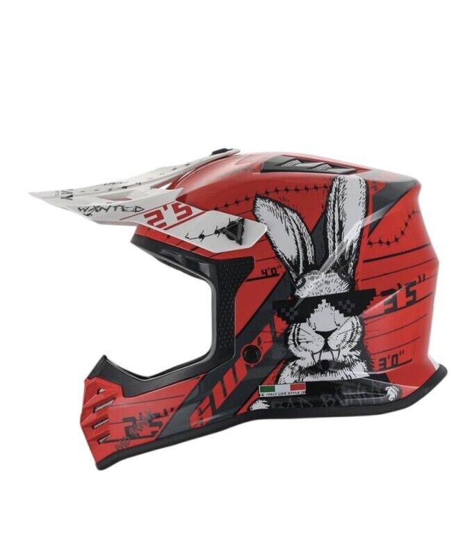 Sway FS-618 Full Face Dağ Bisikleti Enduro Kask 53-54 cm Parlak Kırmızı Beyaz