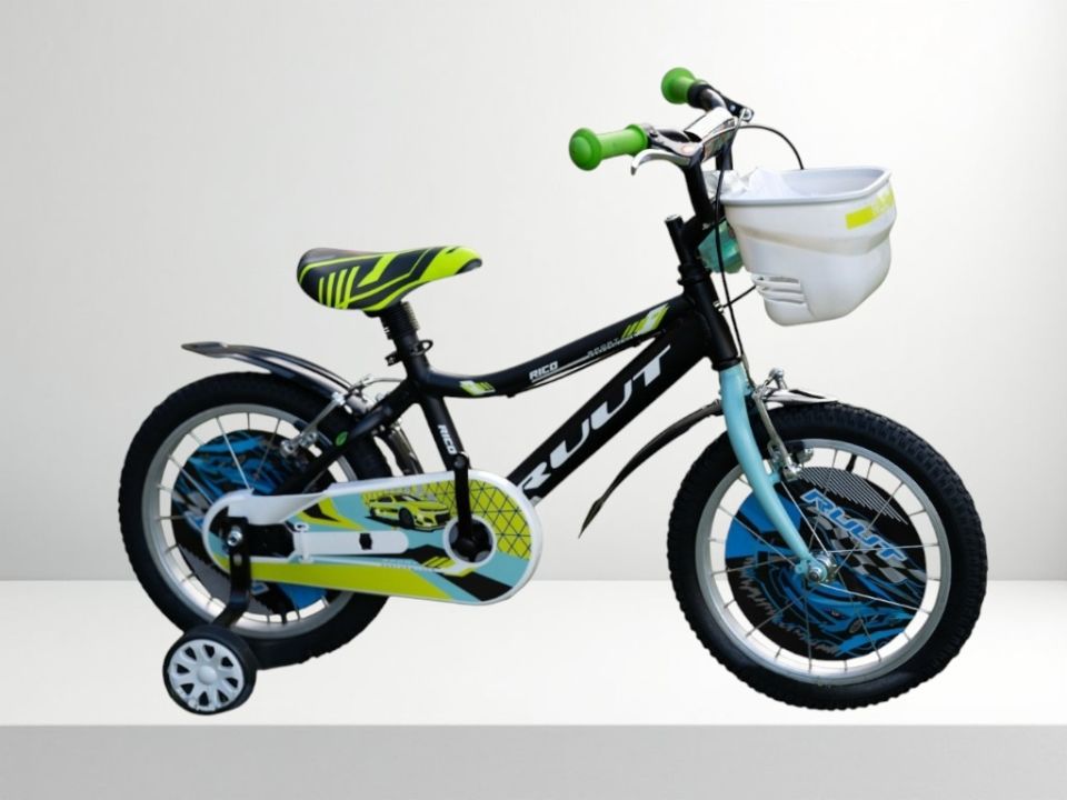 RUUT Rico 20 Jant Çocuk Bisikleti Siyah Lime Turkuaz