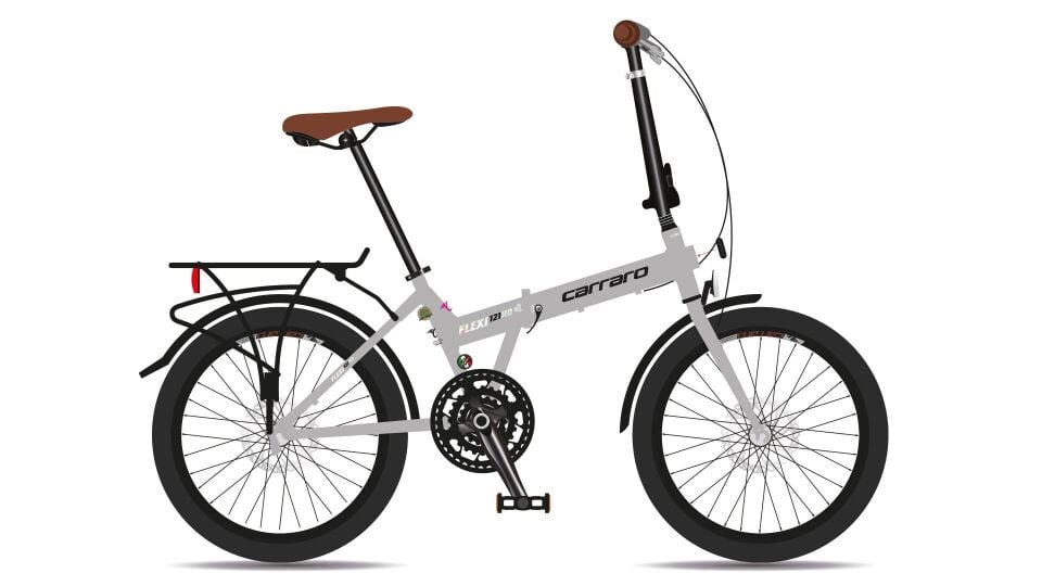 Carraro FLEXİ 121 HD 20'' Katlanır Bisiklet Mat Gri Siyah Krom Kahve