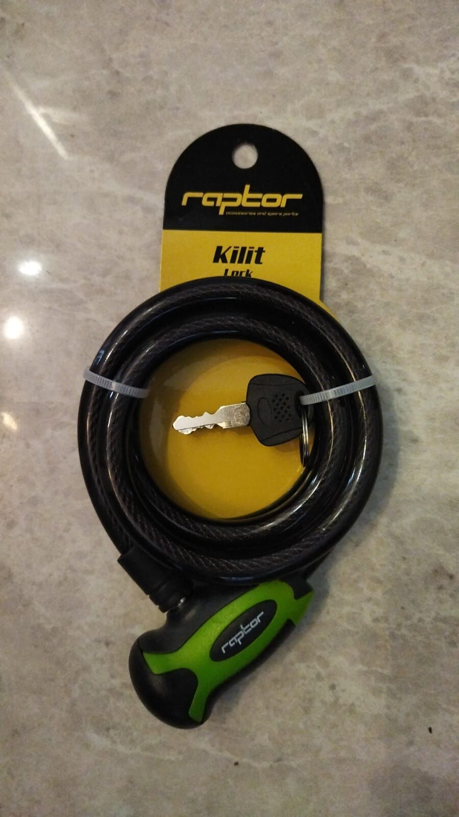 RAPTOR - Anahtarlı Spiral Kilit 12 x 120cm 200914 Yeşil