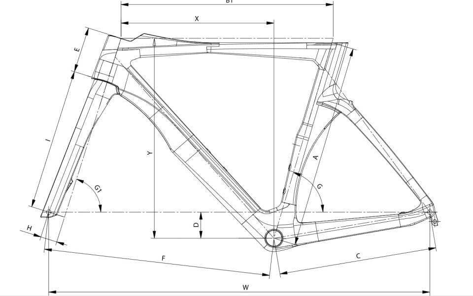 Bianchi Oltre Pro Carbon Kadro seti 53cm Metalik Parlak Gri